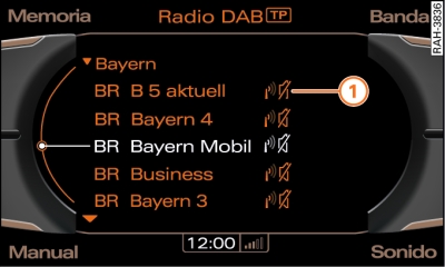 Lista de emisoras DAB si se interrumpe la recepcin