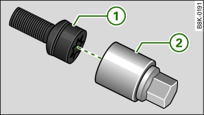 Tornillo antirrobo de la rueda con adaptador