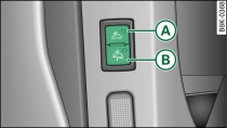 Parte frontal de la puerta del conductor: Teclas para los sistemas de vigilancia del habitculo y de la proteccin contra el remolcado