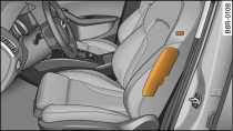 Lugar de montaje del airbag lateral en el asiento del conductor