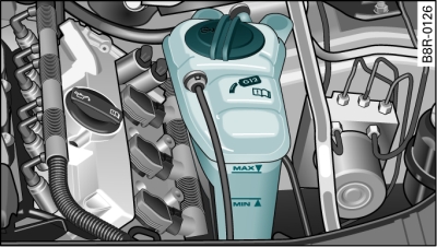 Compartimento del motor: Marcas en el depsito de expansin del lquido refrigerante