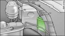 Detalle del compartimento del motor: Tapa
