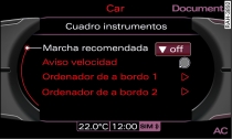 Pantalla: Borrar y visualizar la indicacin de marcha recomendada