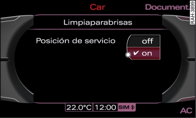 Pantalla: Posicin de servicio