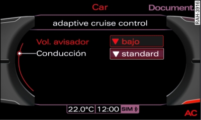Pantalla: adaptive cruise control