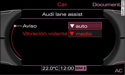 Pantalla: ajustar el momento de aviso y la vibracin del volante